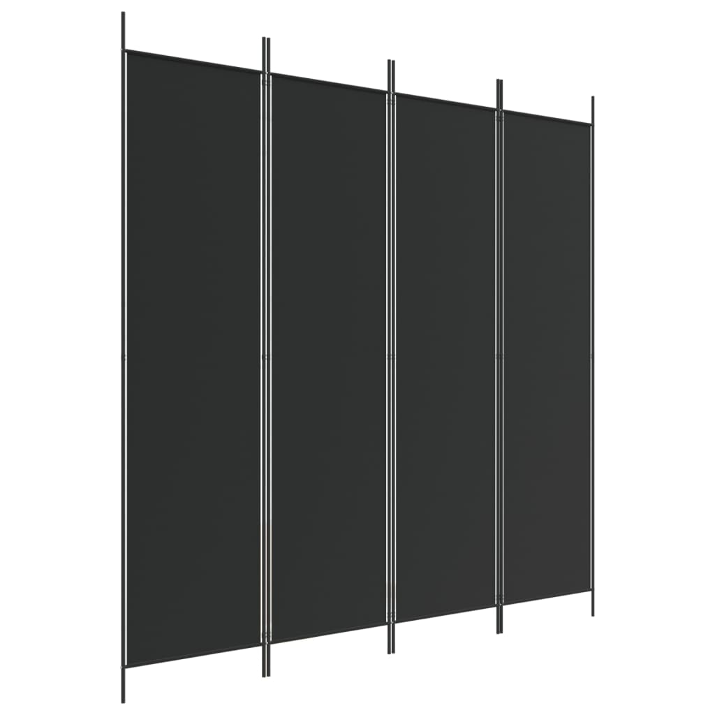 4-Panel Room Divider Black 200x200 cm Fabric - Newstart Furniture