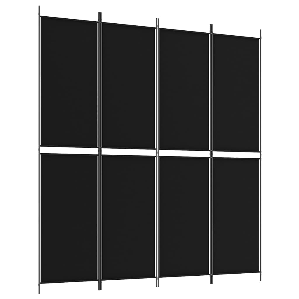 4-Panel Room Divider Black 200x220 cm Fabric - Newstart Furniture