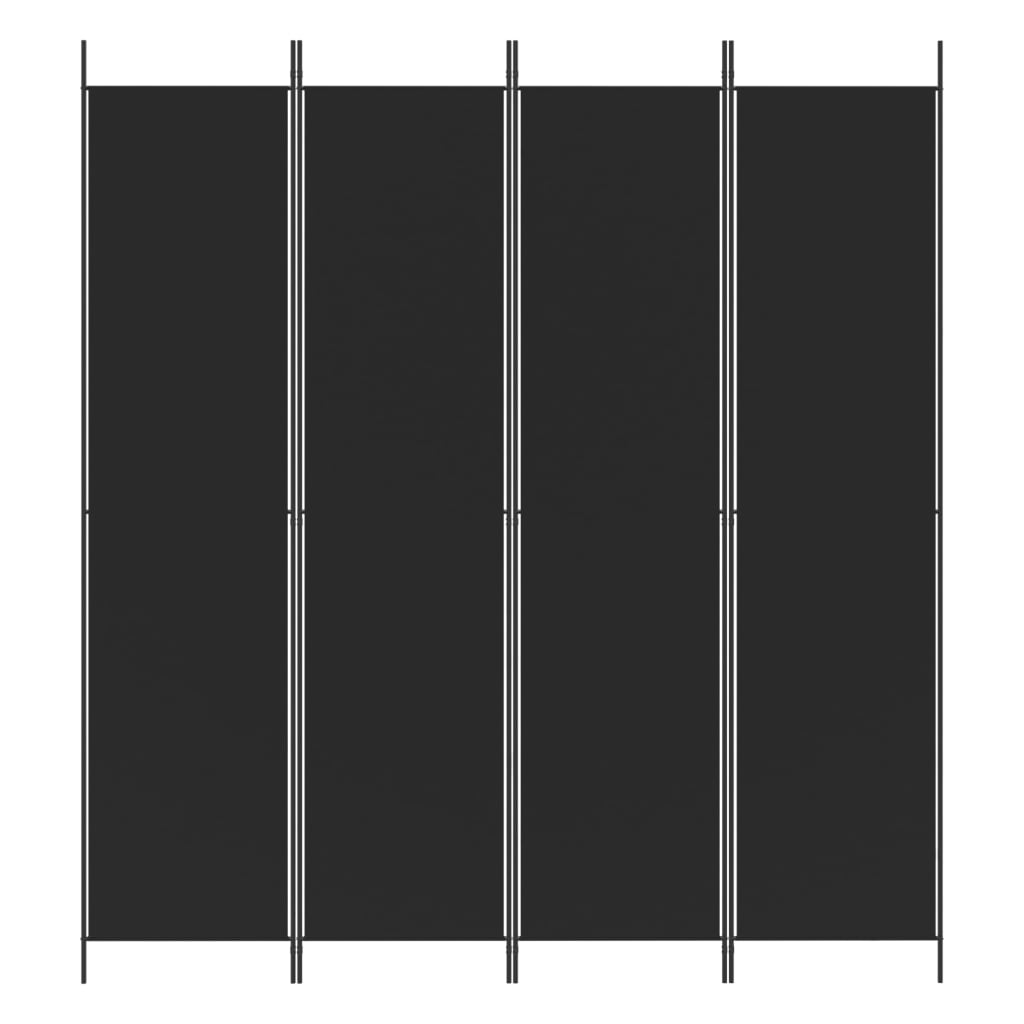 4-Panel Room Divider Black 200x220 cm Fabric - Newstart Furniture