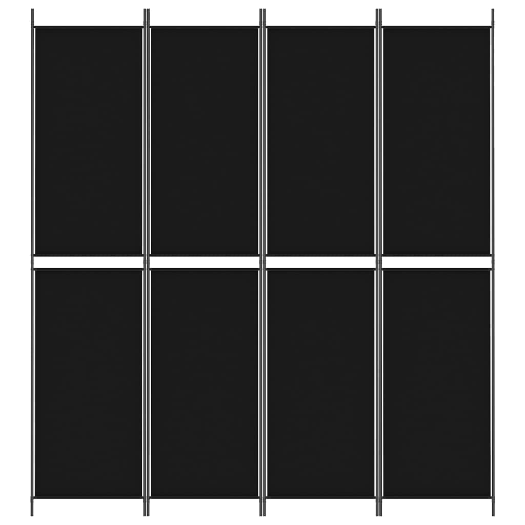 4-Panel Room Divider Black 200x220 cm Fabric - Newstart Furniture