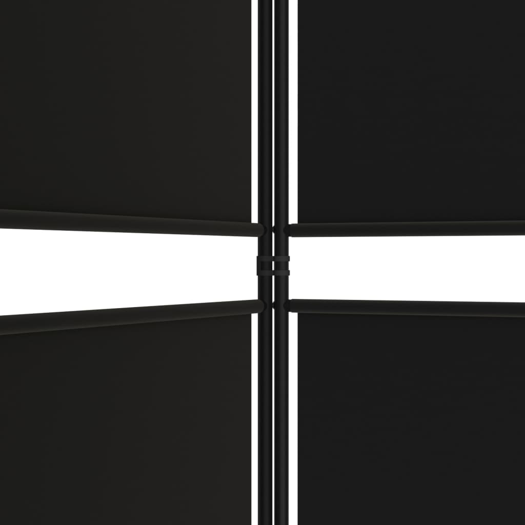 4-Panel Room Divider Black 200x220 cm Fabric - Newstart Furniture