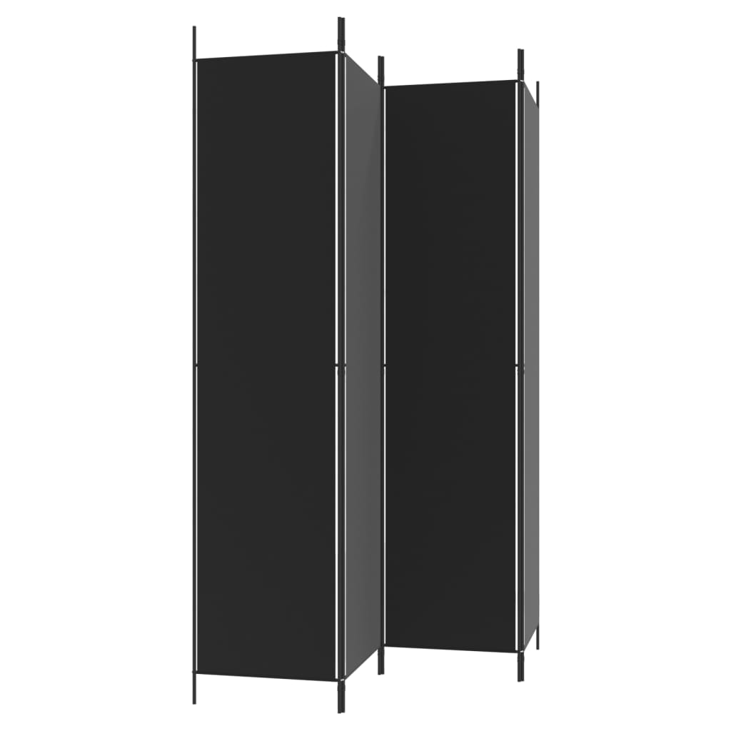 4-Panel Room Divider Black 200x220 cm Fabric - Newstart Furniture