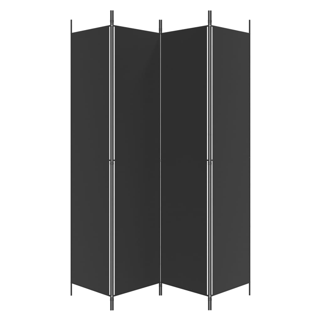 4-Panel Room Divider Black 200x220 cm Fabric - Newstart Furniture