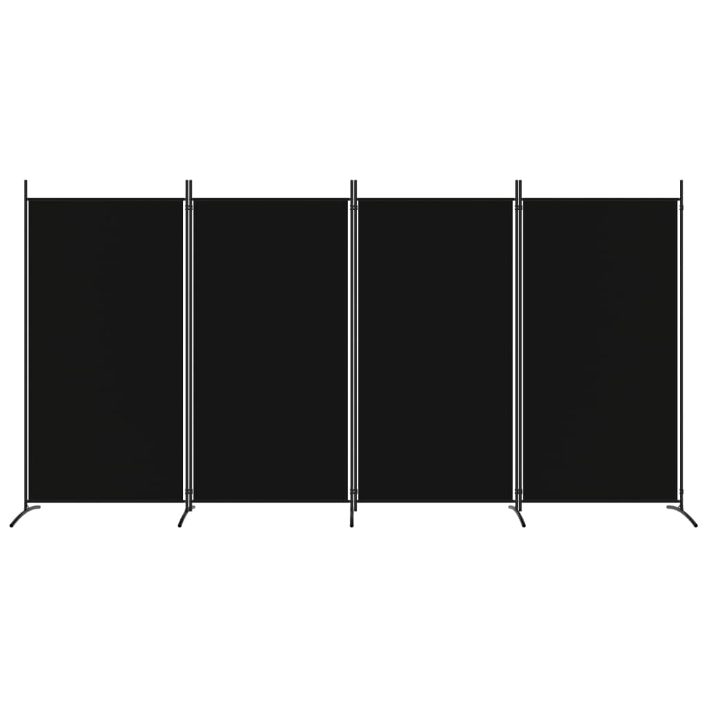 4-Panel Room Divider Black 346x180 cm Fabric - Newstart Furniture