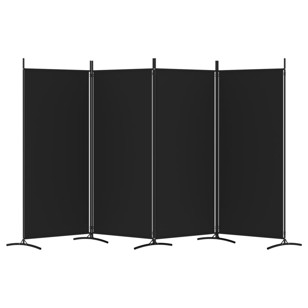 4-Panel Room Divider Black 346x180 cm Fabric - Newstart Furniture