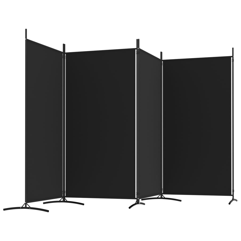 4-Panel Room Divider Black 346x180 cm Fabric - Newstart Furniture