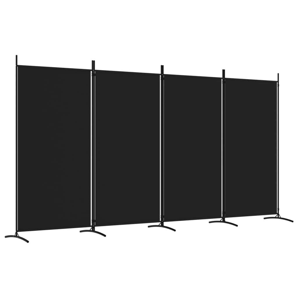 4-Panel Room Divider Black 346x180 cm Fabric - Newstart Furniture