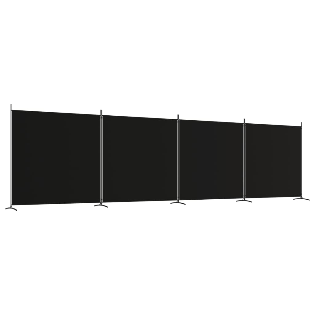 4-Panel Room Divider Black 698x180 cm Fabric - Newstart Furniture