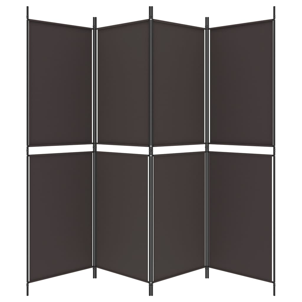 4-Panel Room Divider Brown 200x180 cm Fabric - Newstart Furniture