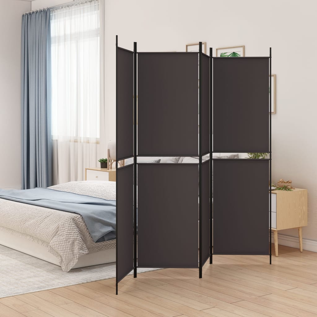 4-Panel Room Divider Brown 200x200 cm Fabric - Newstart Furniture