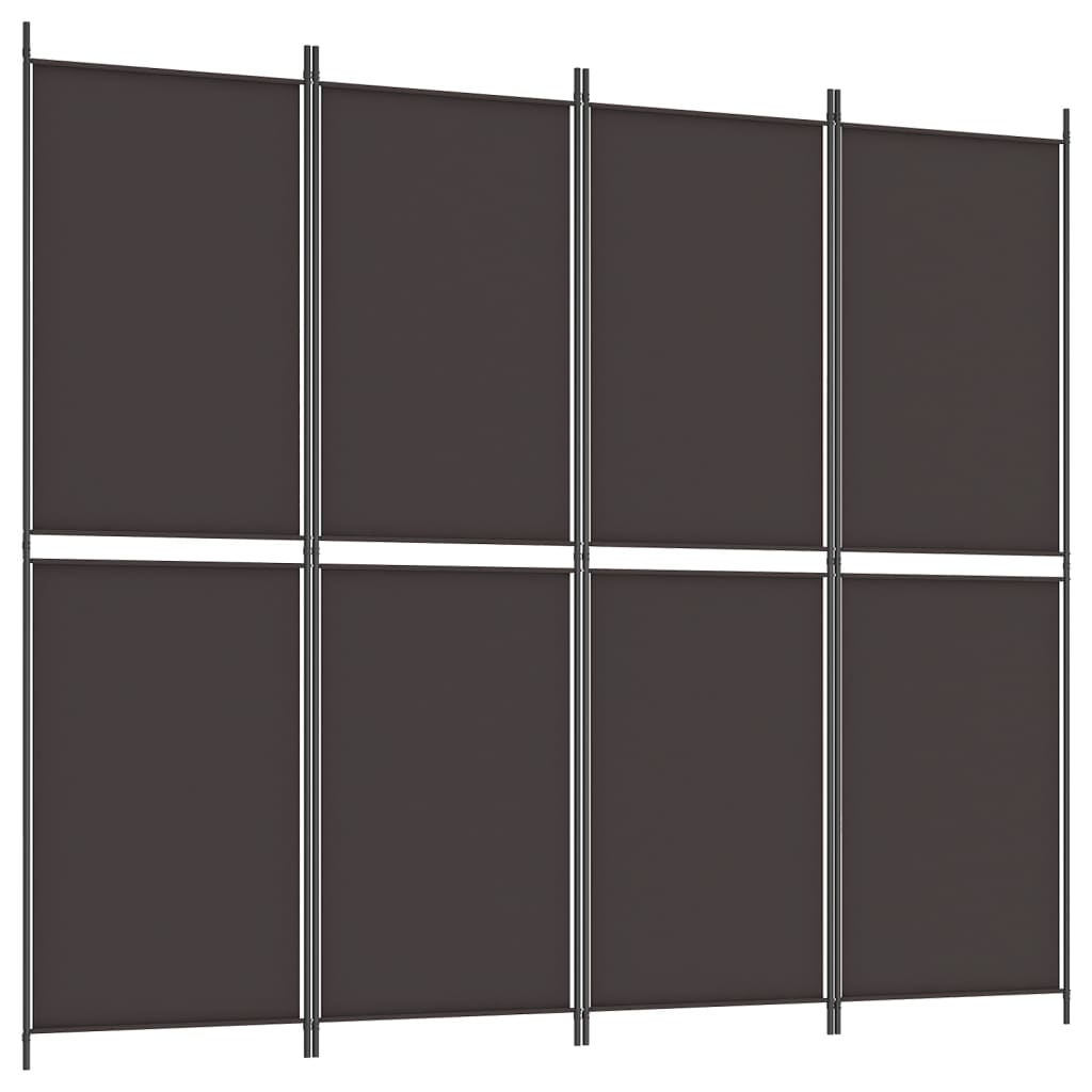 4-Panel Room Divider Brown 200x220 cm Fabric - Newstart Furniture