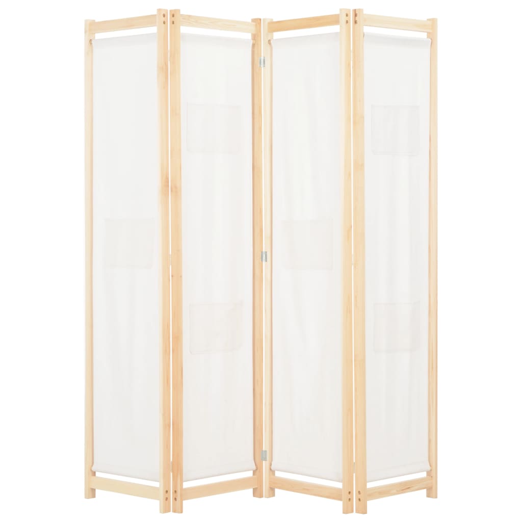 4-Panel Room Divider Cream 160x170x4 cm Fabric - Newstart Furniture