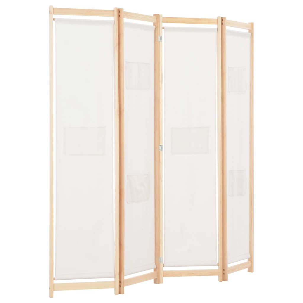 4-Panel Room Divider Cream 160x170x4 cm Fabric - Newstart Furniture