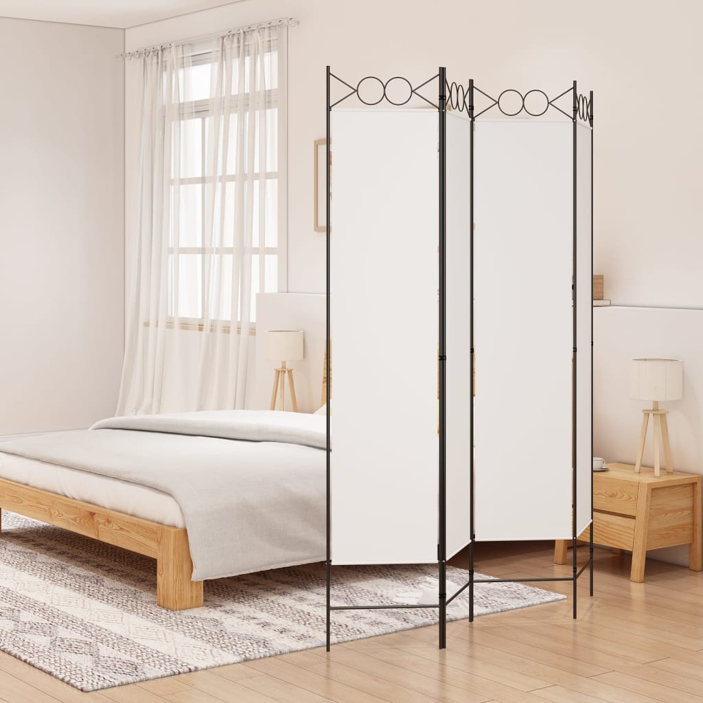 4-Panel Room Divider White 160x200 cm Fabric - Newstart Furniture