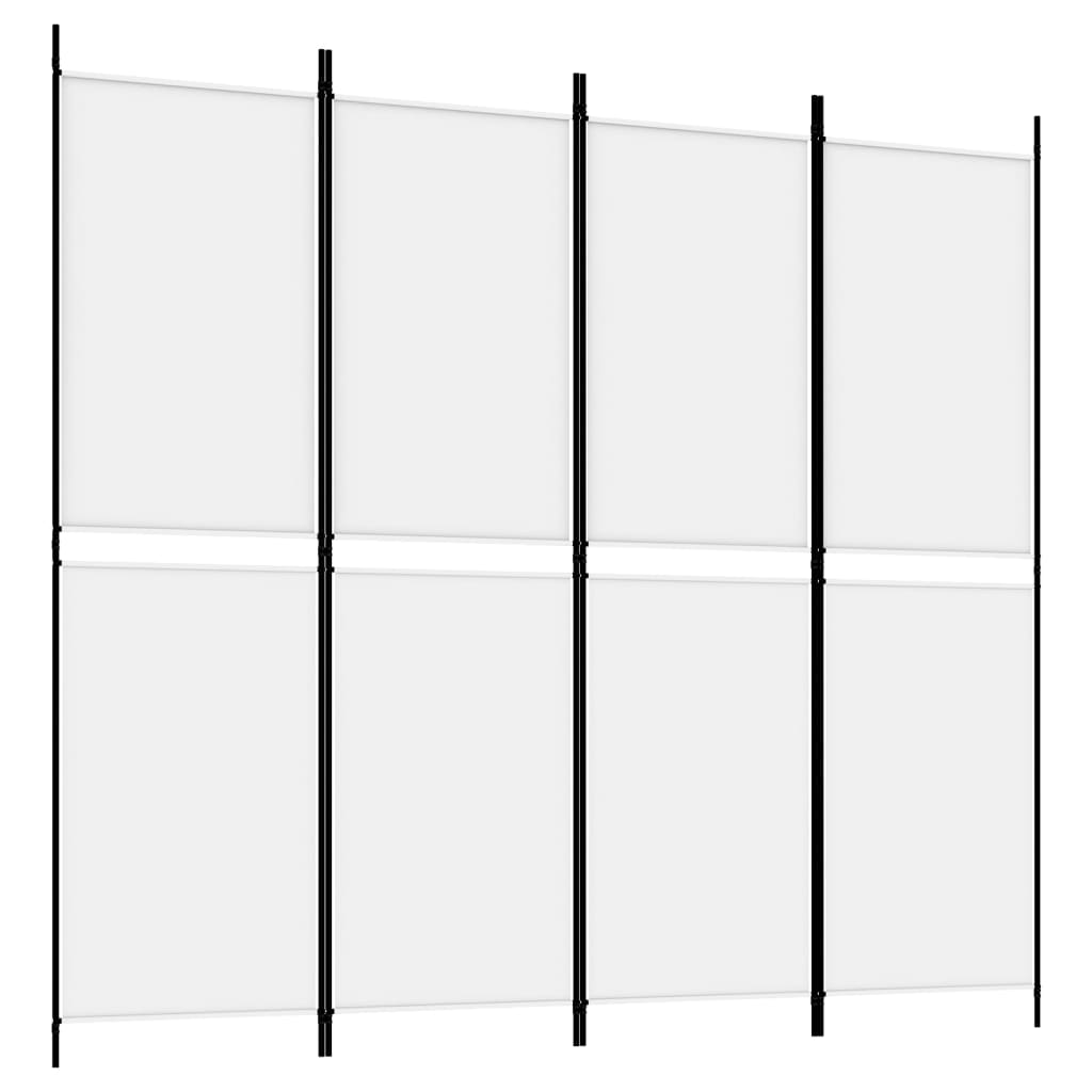 4-Panel Room Divider White 200x180 cm Fabric - Newstart Furniture