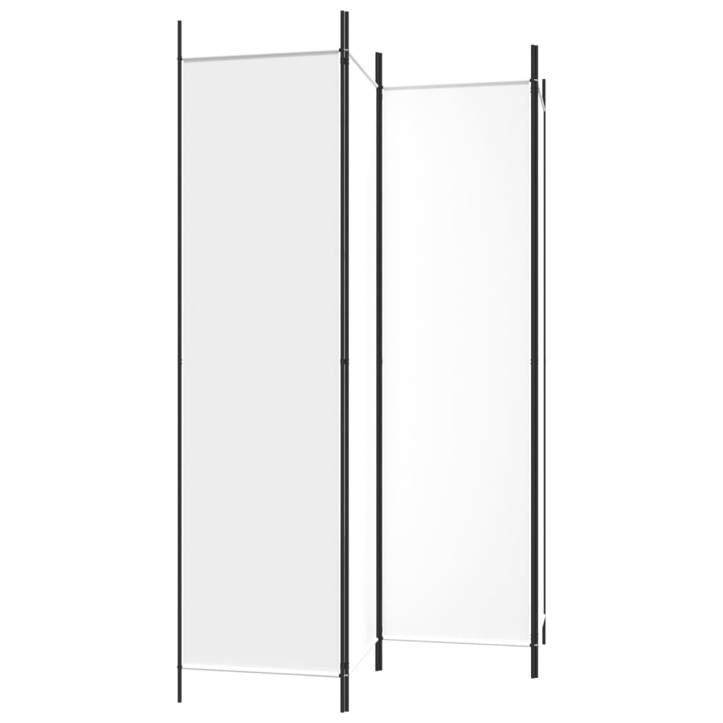 4-Panel Room Divider White 200x200 cm Fabric - Newstart Furniture