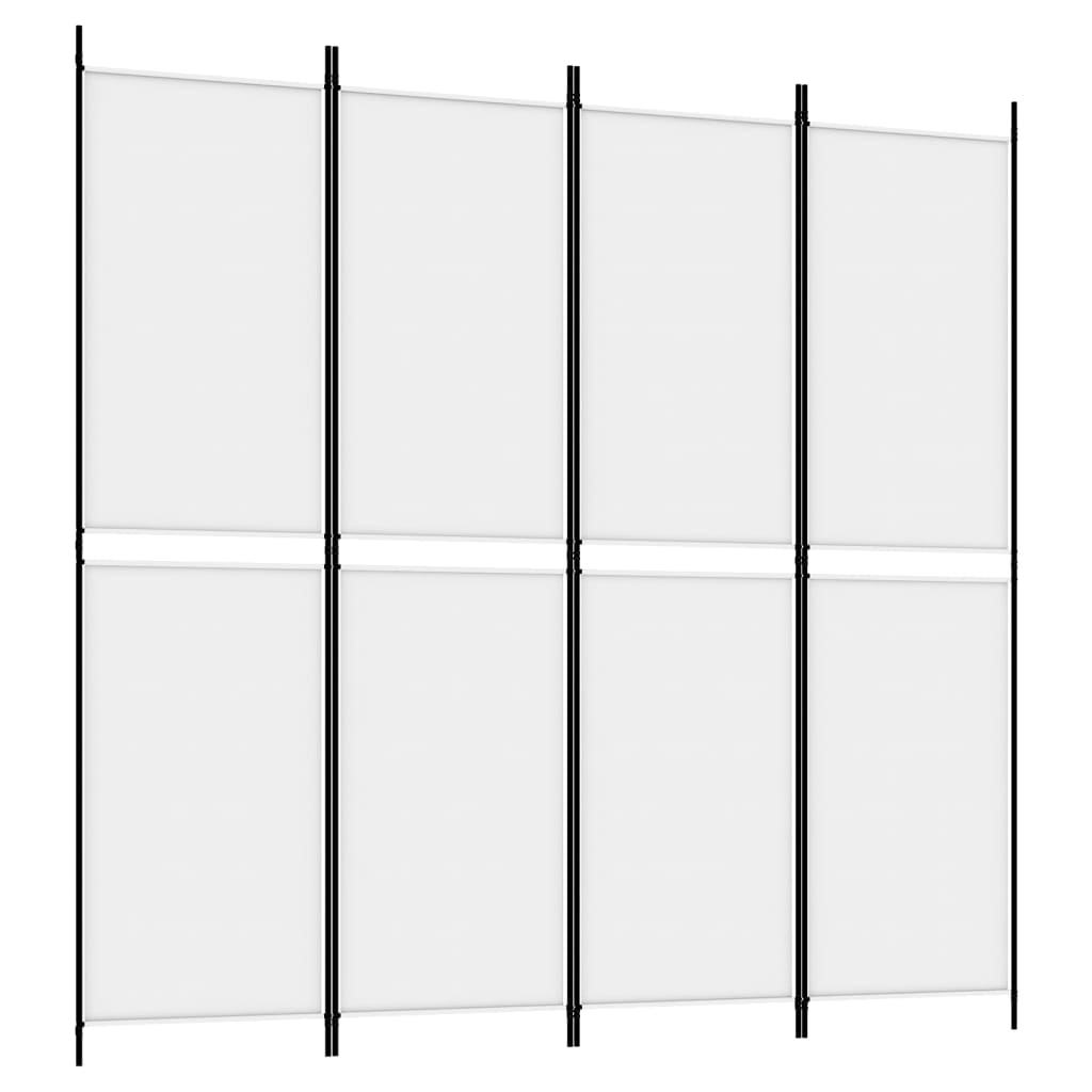 4-Panel Room Divider White 200x200 cm Fabric - Newstart Furniture