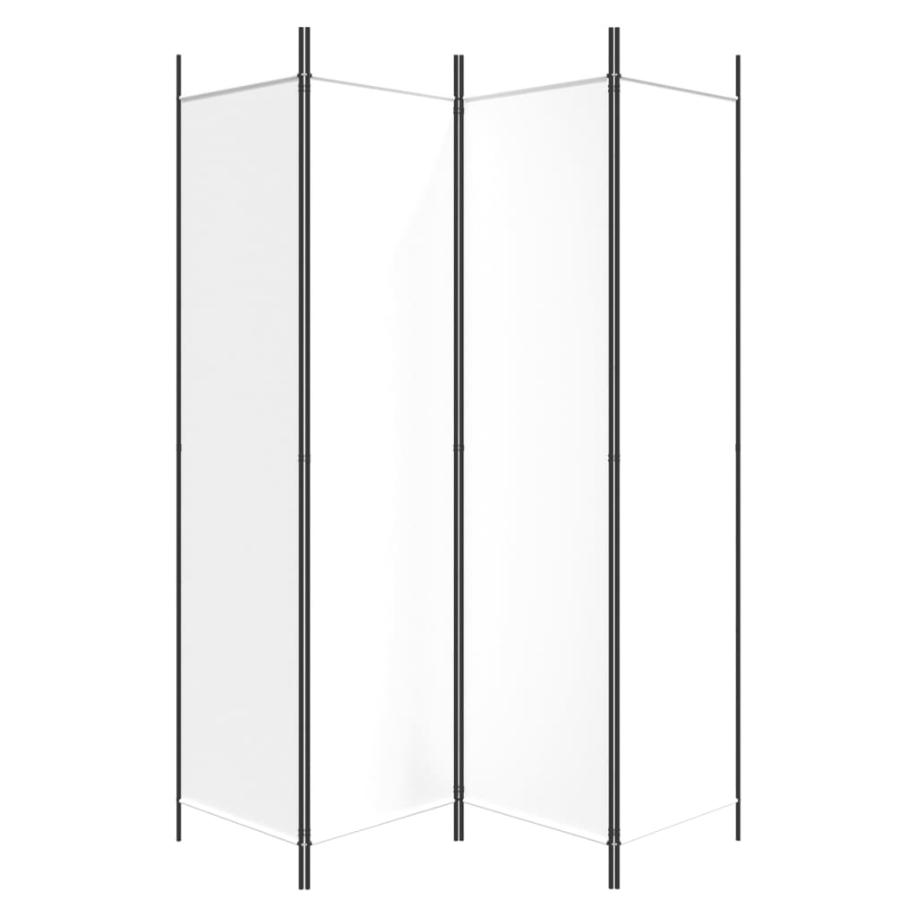 4-Panel Room Divider White 200x200 cm Fabric - Newstart Furniture