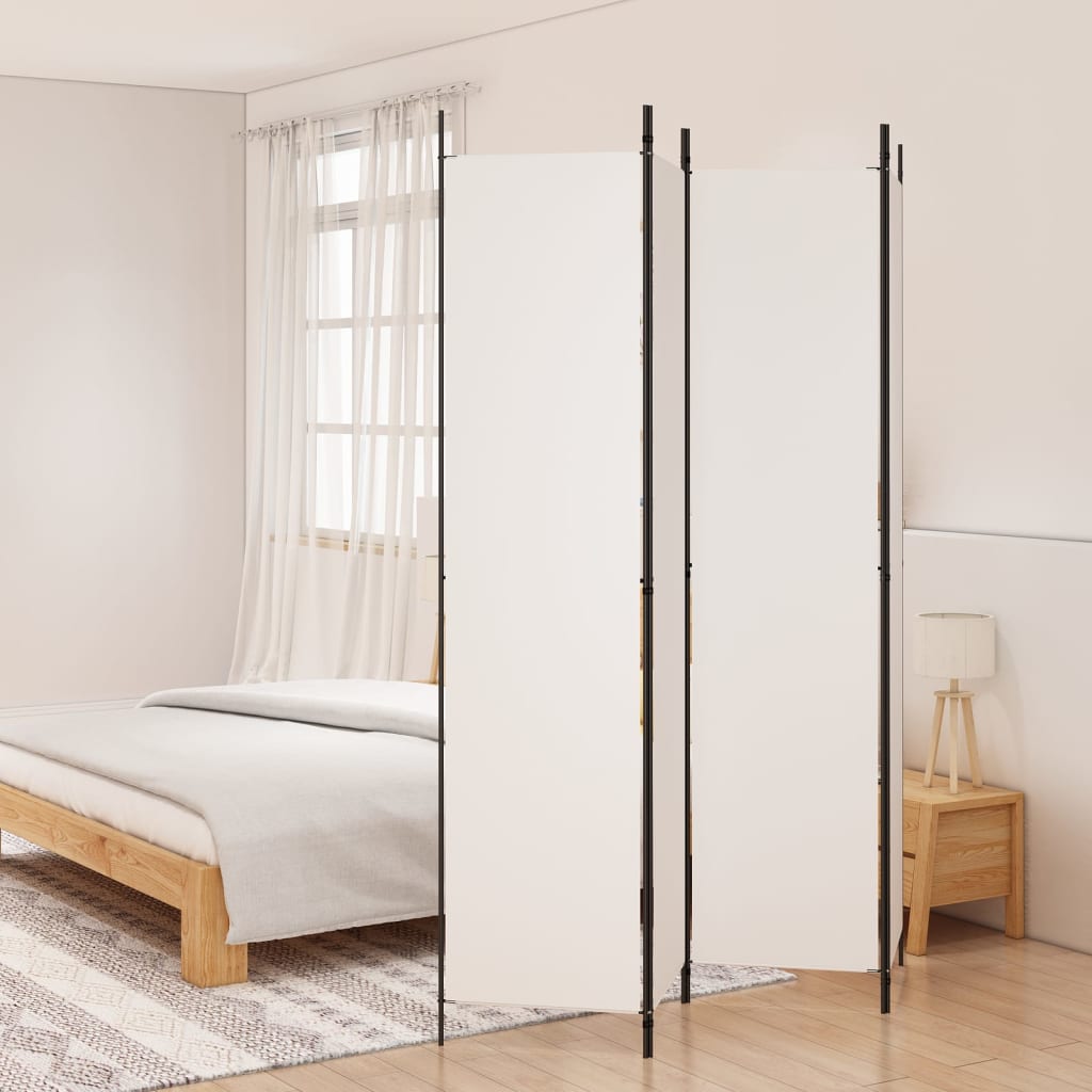 4-Panel Room Divider White 200x220 cm Fabric - Newstart Furniture