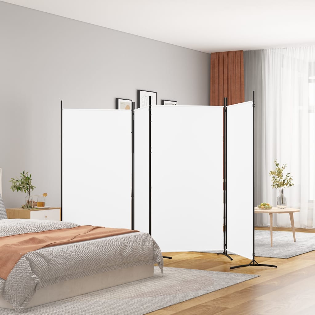 4-Panel Room Divider White 346x180 cm Fabric - Newstart Furniture