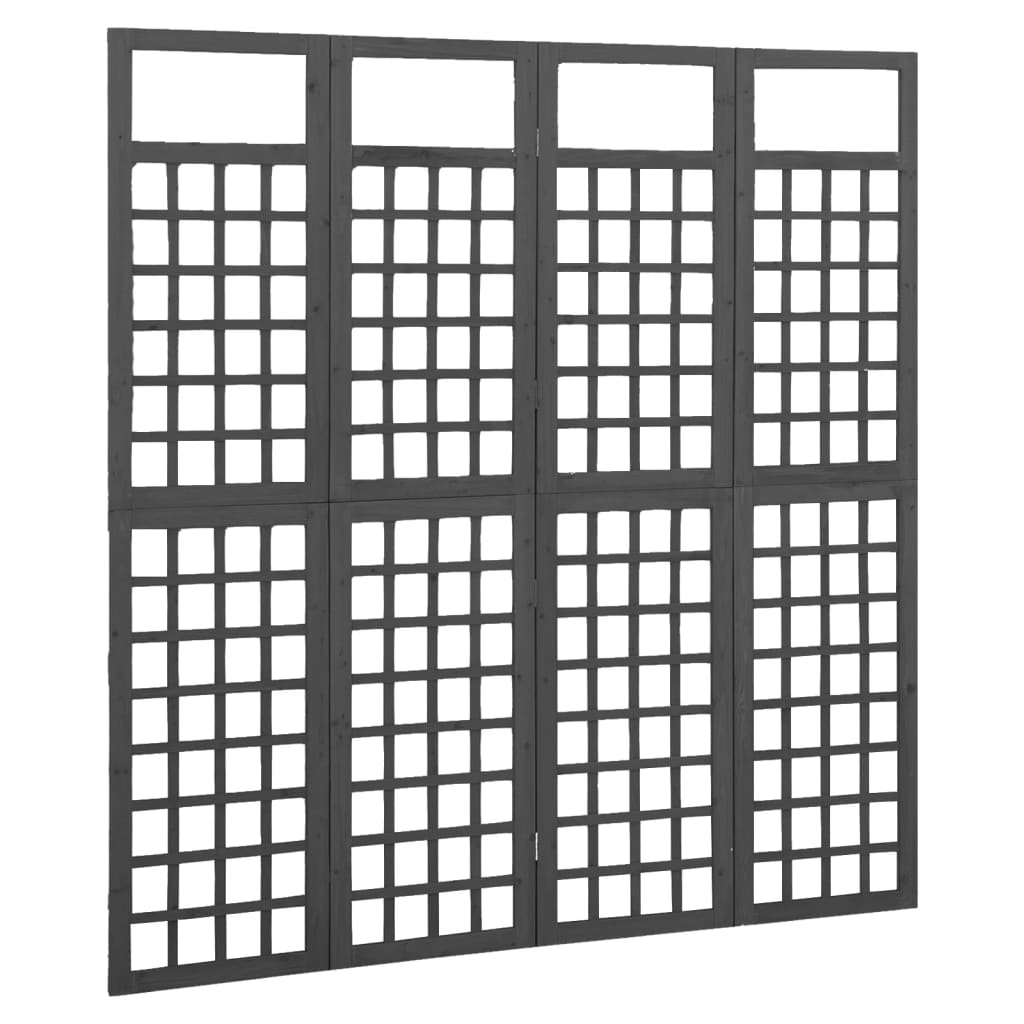 4-Panel Room Divider/Trellis Solid Fir Wood Black 161x180 cm - Newstart Furniture