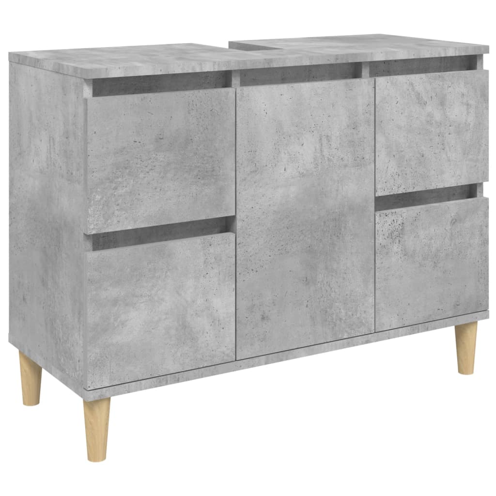 4 Piece Bathroom Furniture Set Concrete Grey Engineered Wood - Newstart Furniture
