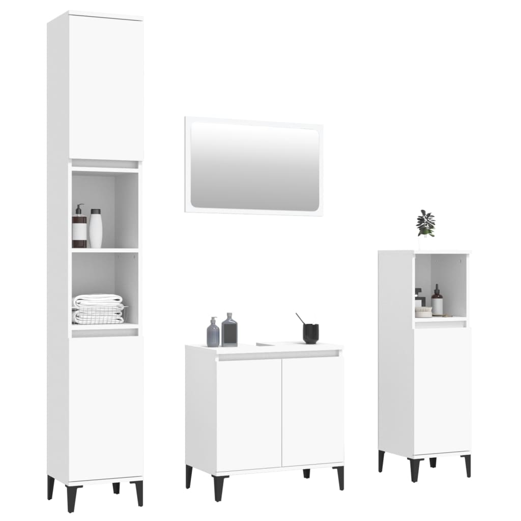 4 Piece Bathroom Furniture Set White Engineered Wood - Newstart Furniture