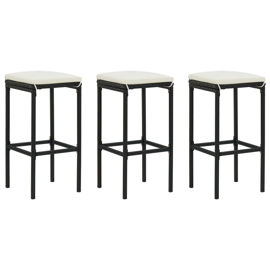 4 Piece Garden Bar Set with Cushions Black - Newstart Furniture