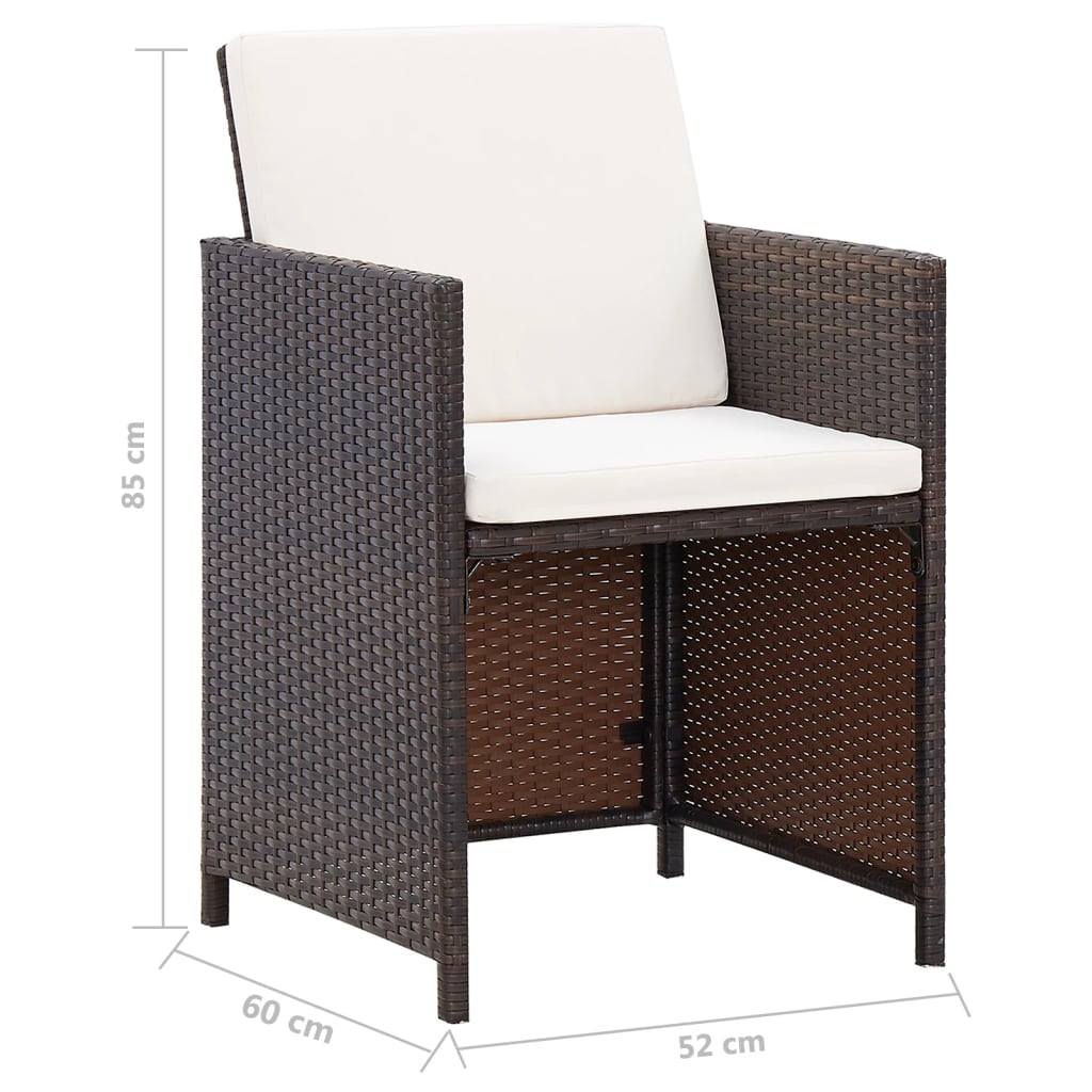 4 Piece Garden Chair and Stool Set Poly Rattan Brown - Newstart Furniture