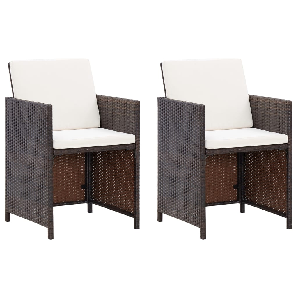 4 Piece Garden Chair and Stool Set Poly Rattan Brown - Newstart Furniture