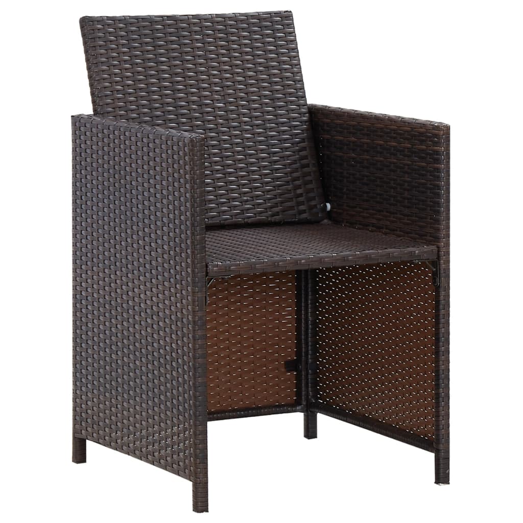 4 Piece Garden Chair and Stool Set Poly Rattan Brown - Newstart Furniture