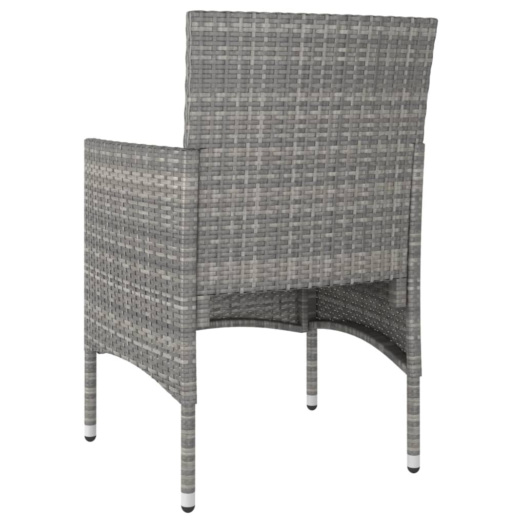 4 Piece Garden Chair and Stool Set Poly Rattan Grey - Newstart Furniture