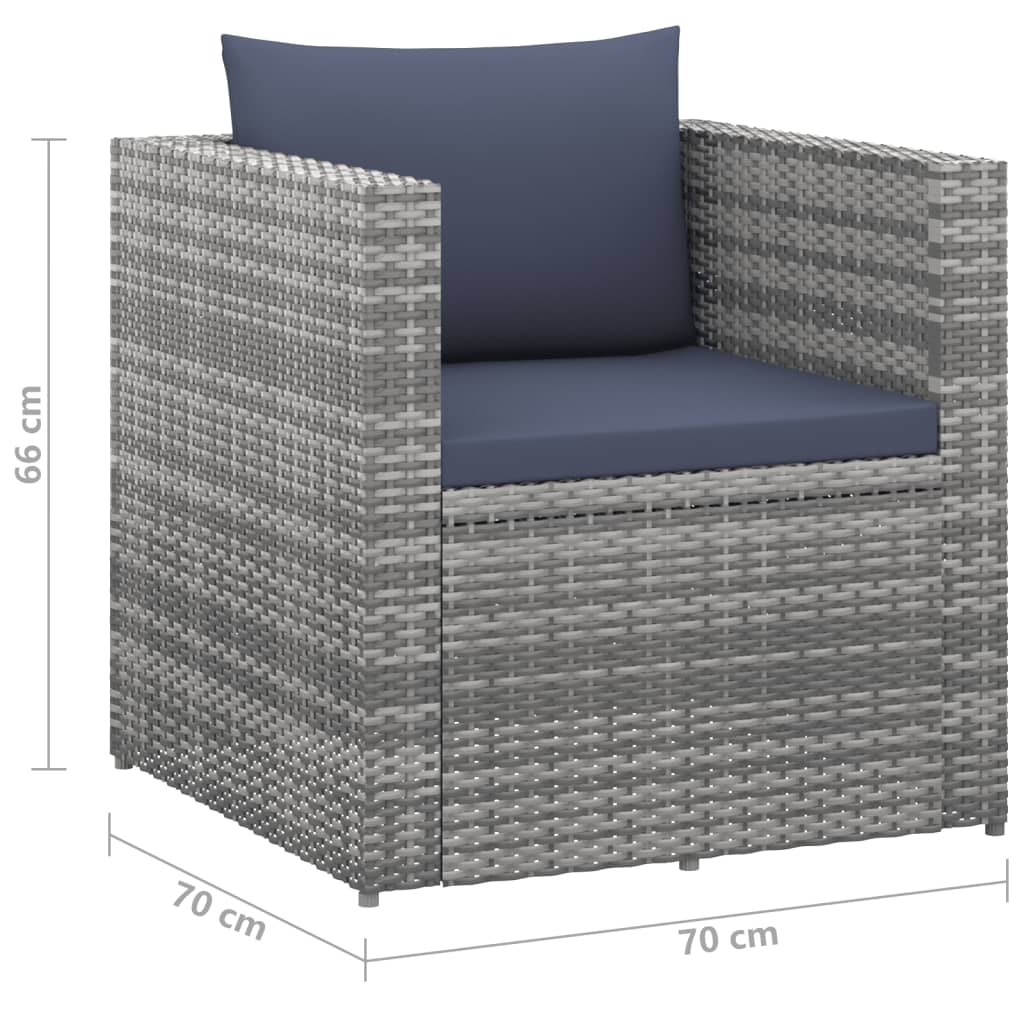 4 Piece Garden Lounge Set Poly Rattan Grey and Anthracite - Newstart Furniture