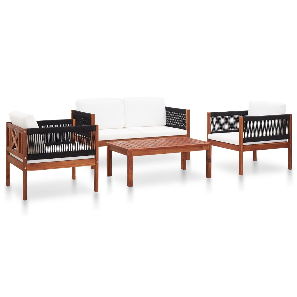 4 Piece Garden Lounge Set Solid Acacia Wood - Newstart Furniture