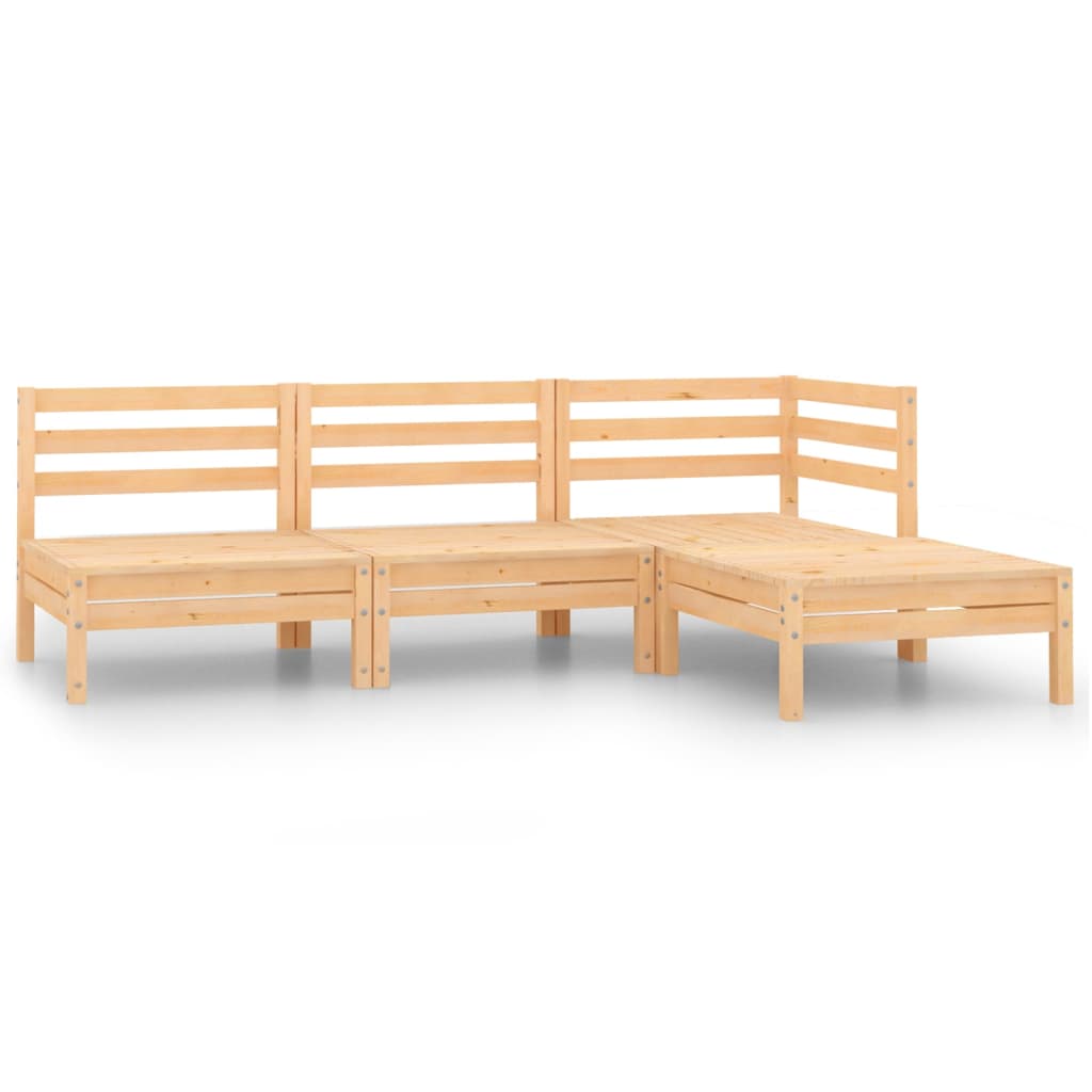 4 Piece Garden Lounge Set Solid Pinewood - Newstart Furniture