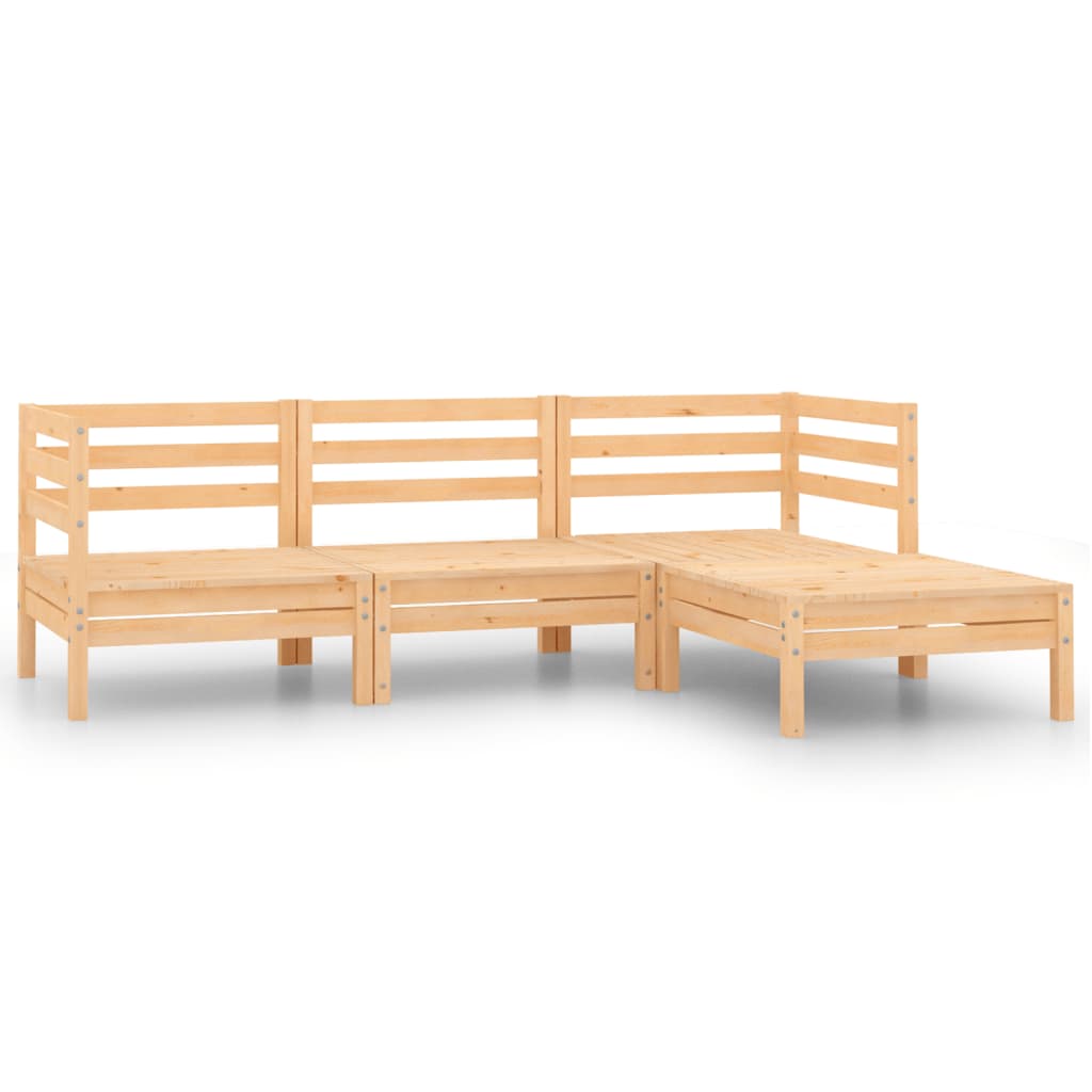 4 Piece Garden Lounge Set Solid Pinewood - Newstart Furniture