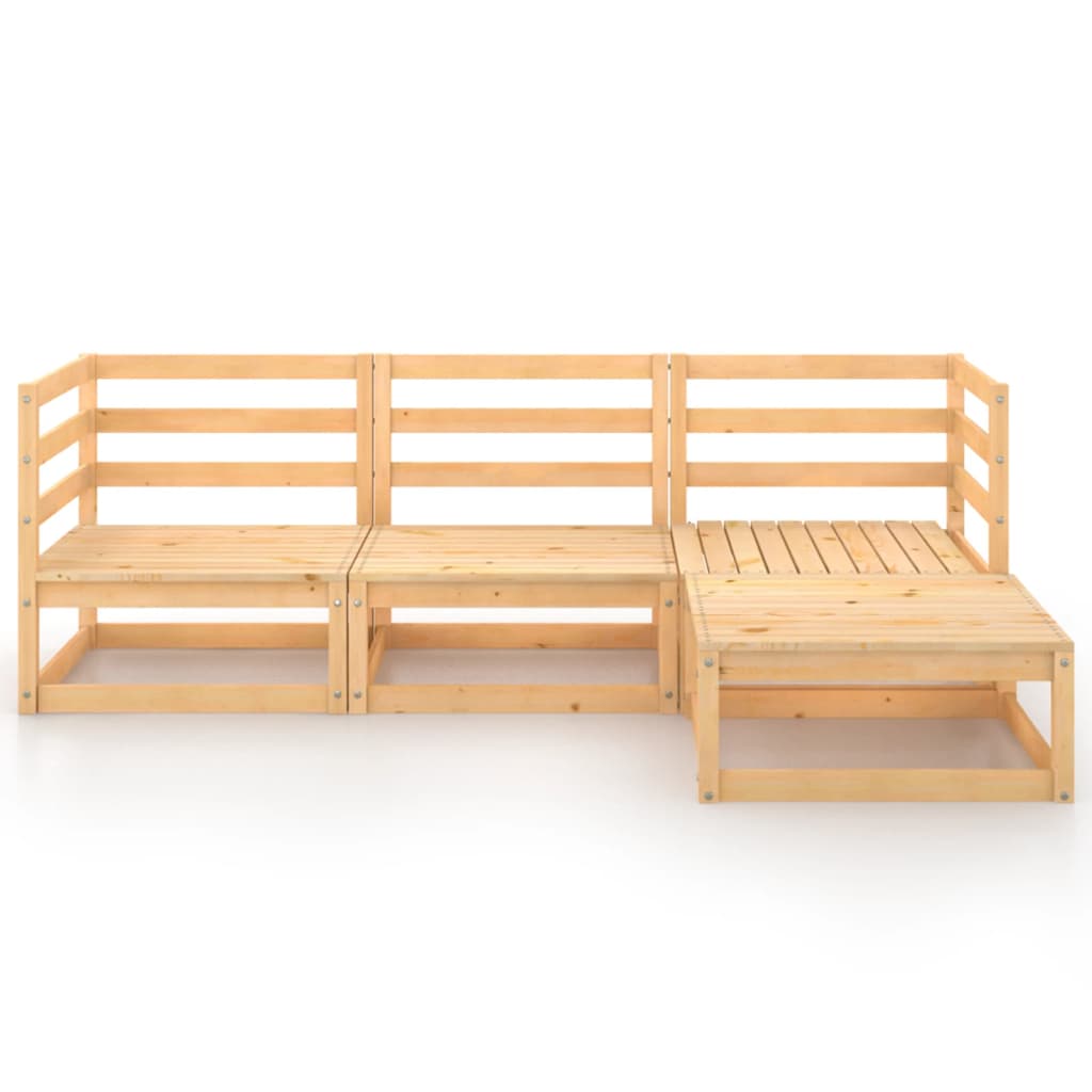 4 Piece Garden Lounge Set Solid Pinewood - Newstart Furniture