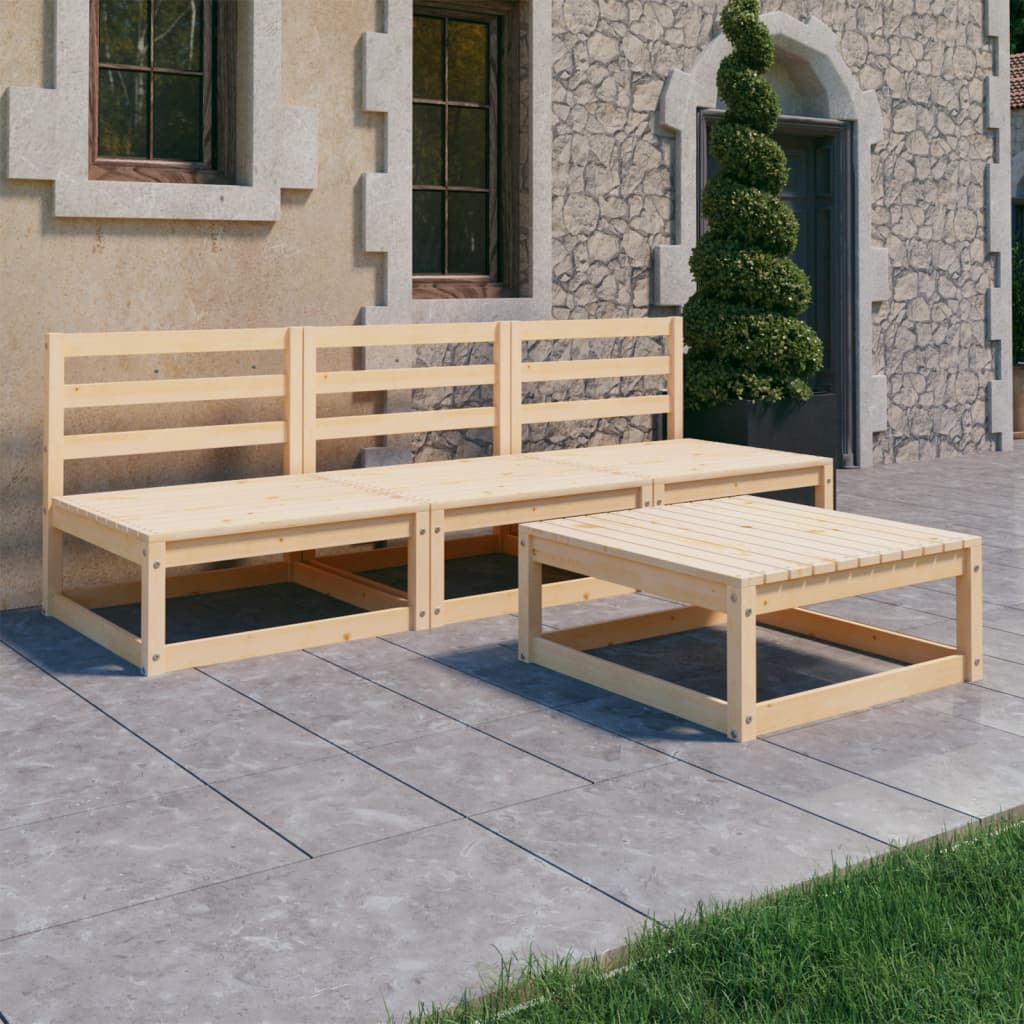 4 Piece Garden Lounge Set Solid Pinewood - Newstart Furniture