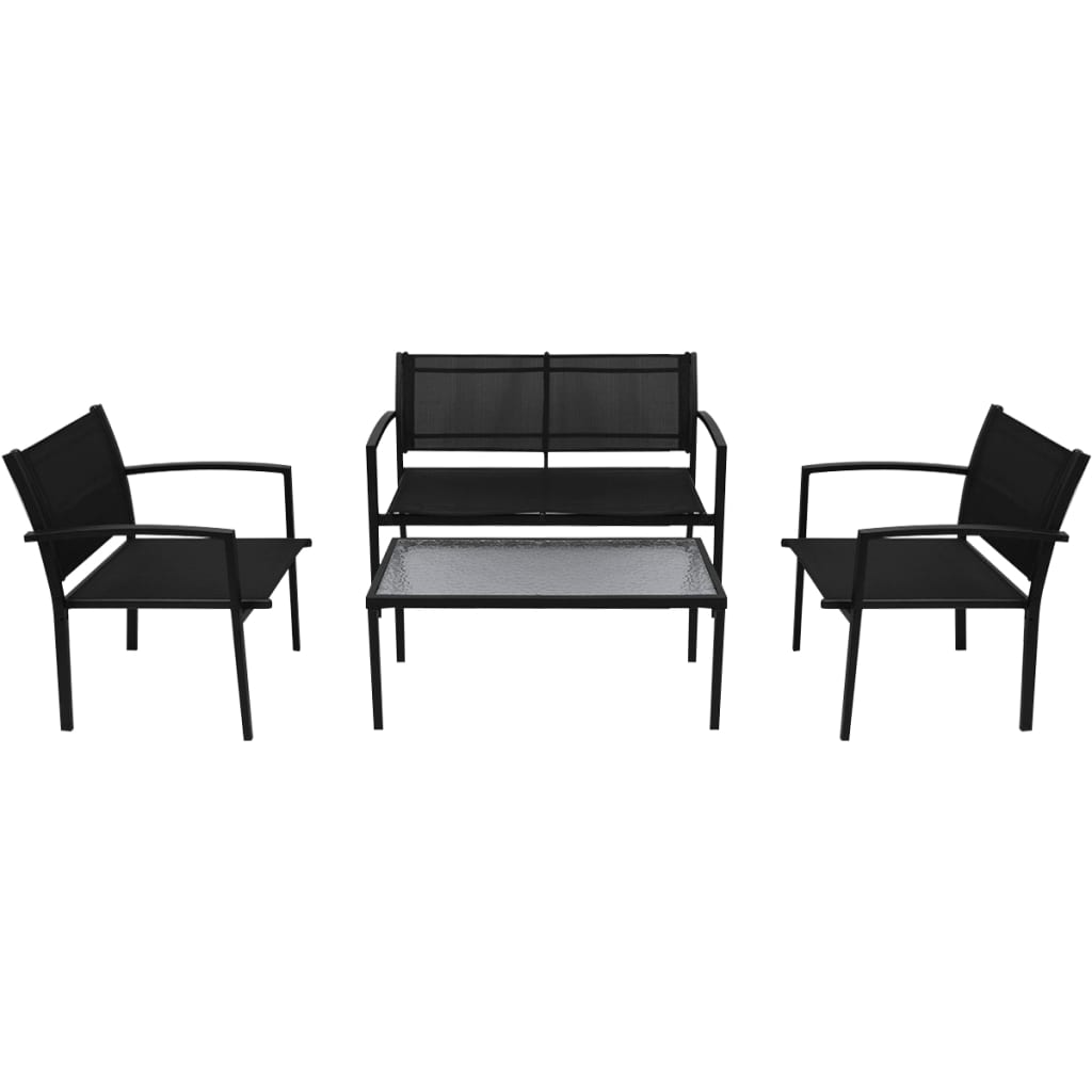 4 Piece Garden Lounge Set Textilene Black - Newstart Furniture