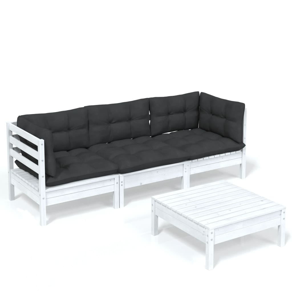 4 Piece Garden Lounge Set with Anthracite Cushions Pinewood - Newstart Furniture