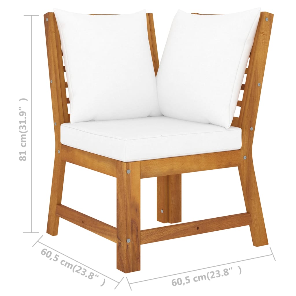 4 Piece Garden Lounge Set with Cushion Cream Solid Acacia Wood - Newstart Furniture