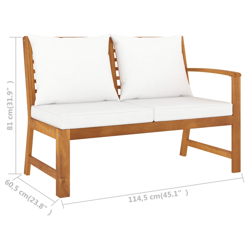 4 Piece Garden Lounge Set with Cushion Cream Solid Acacia Wood - Newstart Furniture