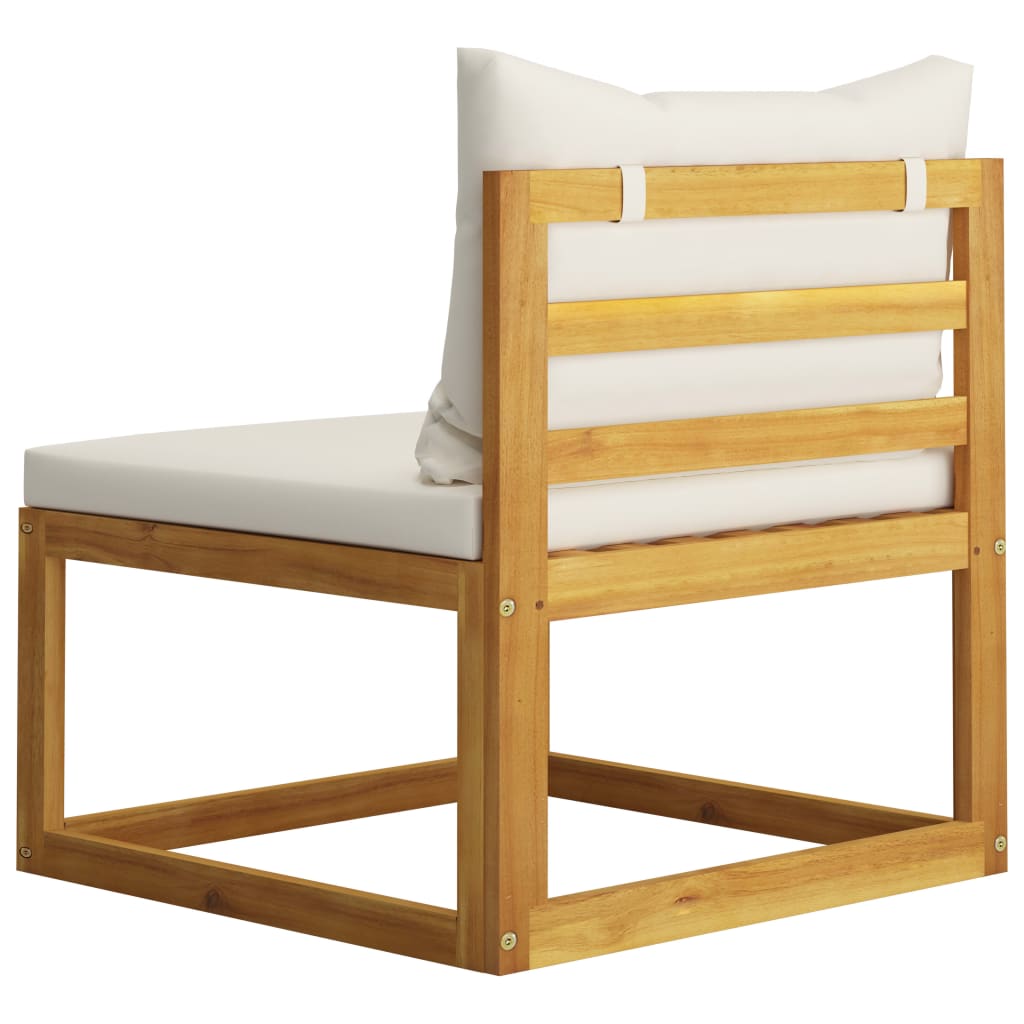 4 Piece Garden Lounge Set with Cushion Cream Solid Acacia Wood - Newstart Furniture