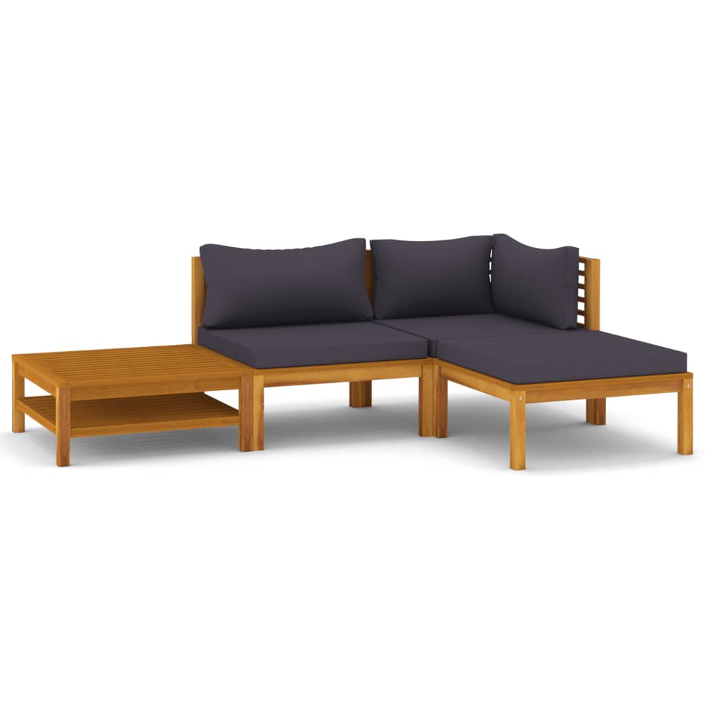 4 Piece Garden Lounge Set with Cushion Solid Acacia Wood - Newstart Furniture