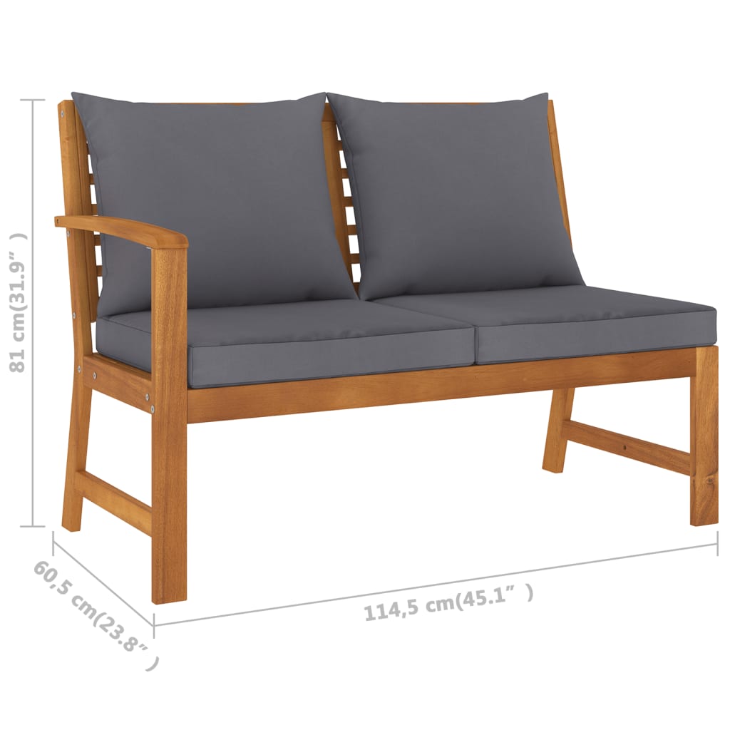 4 Piece Garden Lounge Set with Cushion Solid Acacia Wood - Newstart Furniture