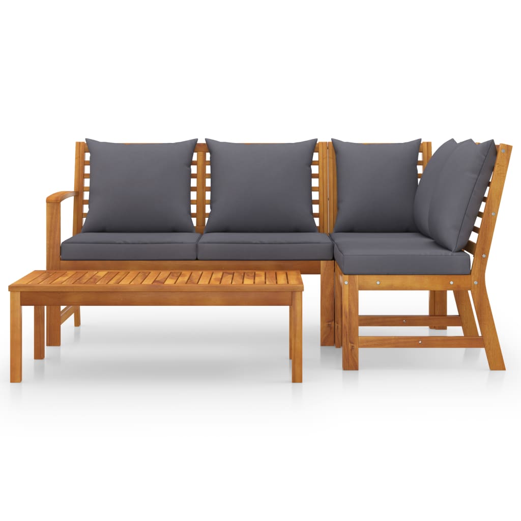 4 Piece Garden Lounge Set with Cushion Solid Acacia Wood - Newstart Furniture