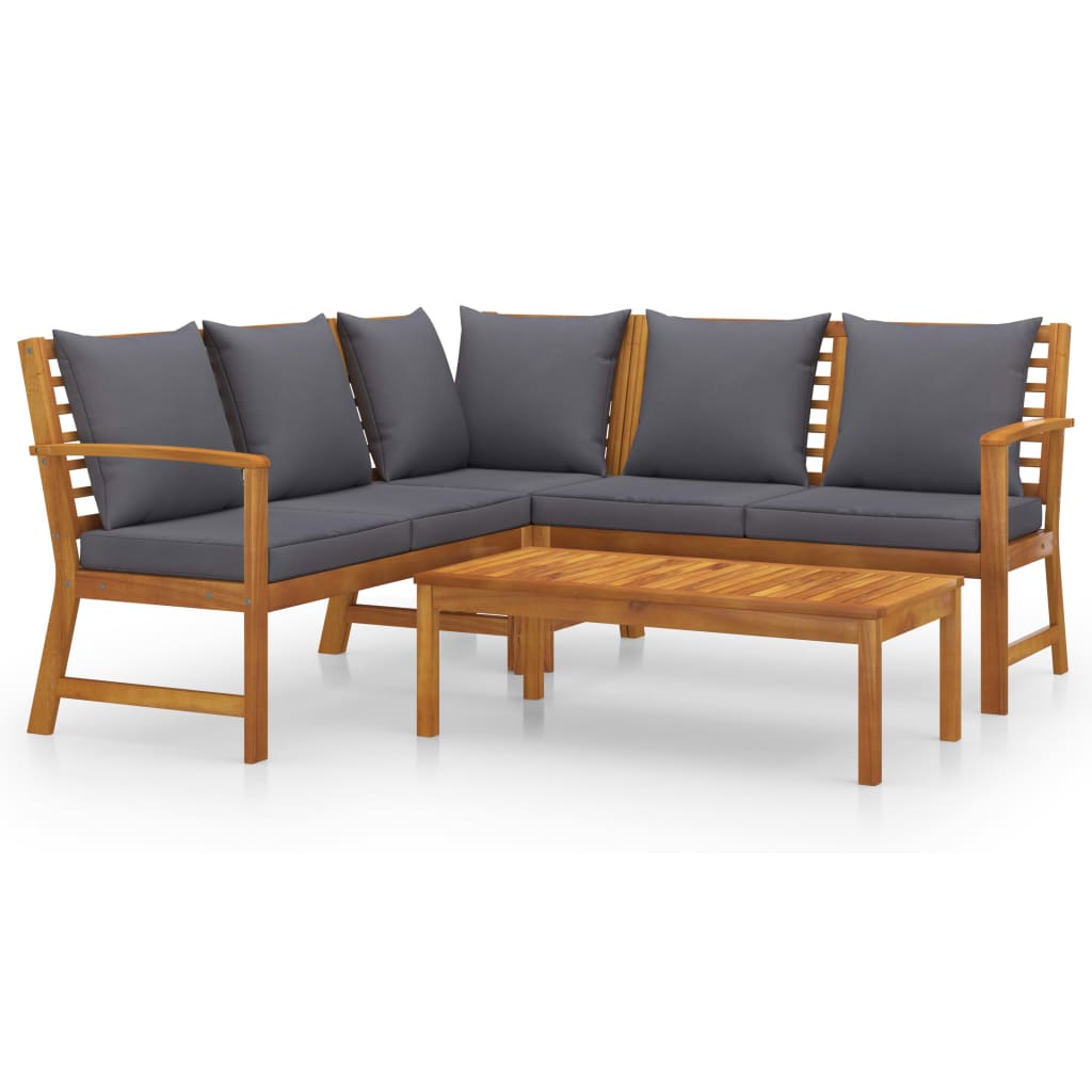4 Piece Garden Lounge Set with Cushion Solid Acacia Wood - Newstart Furniture