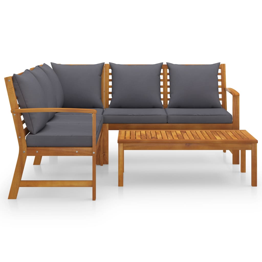 4 Piece Garden Lounge Set with Cushion Solid Acacia Wood - Newstart Furniture