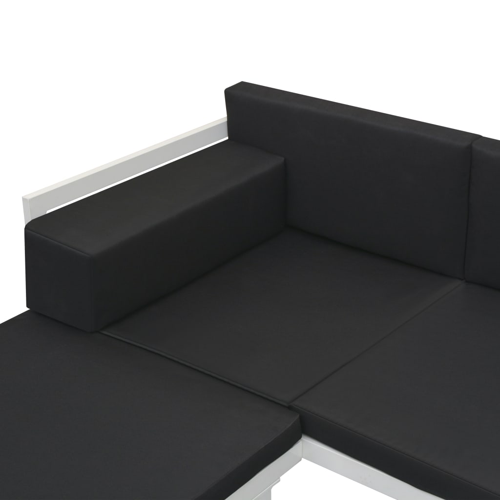 4 Piece Garden Lounge Set with Cushions Aluminium Black - Newstart Furniture