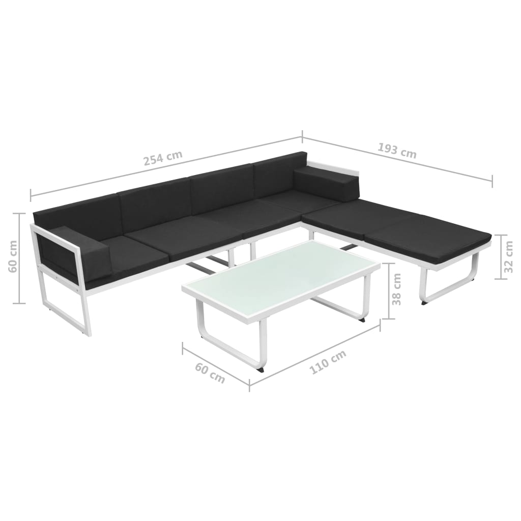 4 Piece Garden Lounge Set with Cushions Aluminium Black - Newstart Furniture